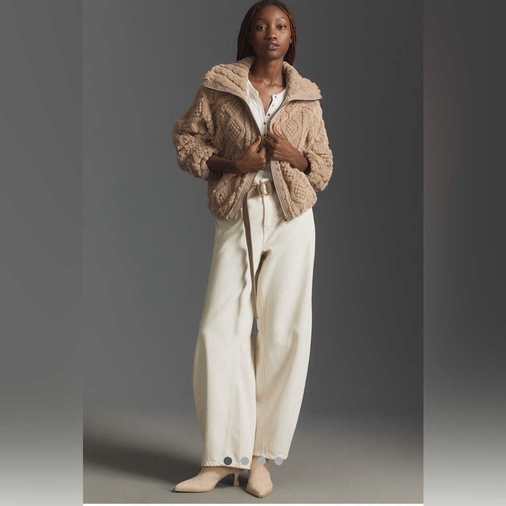Anthropologie Pilcro textured faux fur jacket in beige